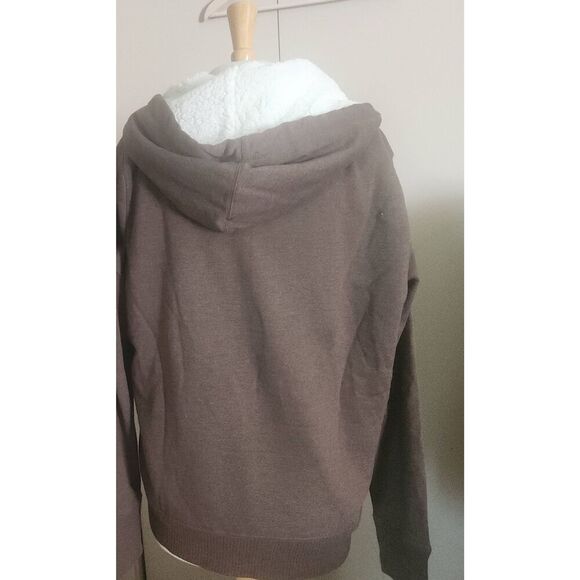 034 Faded Glory NWT brown hoodie with cream sherpa lining - Picture 7 of 8
